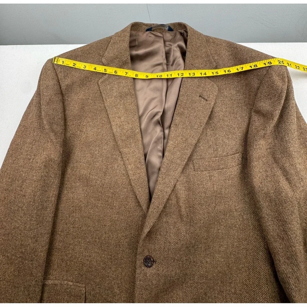 Stafford Jacket Blazer Mens Size 46L Brown Lambswool‎ Blend Elbow Patches
